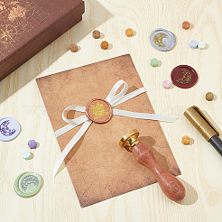 Siegelstempel aus Messing mit Holzgriff&nbsp;AJEW-WH0412-0012