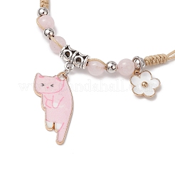 Braccialetti di perline intrecciate di perline di quarzo rosa naturale&nbsp;BJEW-TA00621-03