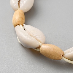 Bracciali di perle intrecciate conchiglia di ciprea naturale&nbsp;BJEW-WH0017-41A