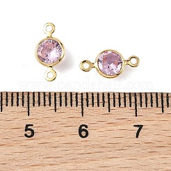 Shegrace Messing-Pavé-Zirkonia-flache runde Verbindungsanhänger&nbsp;XGRQ2O150-443B-G
