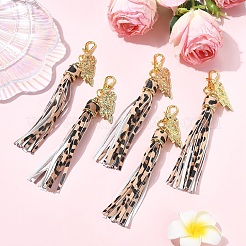 5 pompon en cuir PU et pendentif en alliage décoratifs&nbsp;HJEW-YW00385-01