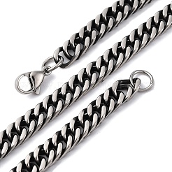 Colliers à maillons cubains en acier inoxydable 201 de 6 mm&nbsp;NJEW-Q013-14B