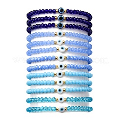 13 ensemble de bracelets extensibles en résine et perles de verre contre le mauvais œil&nbsp;BJEW-JB12367