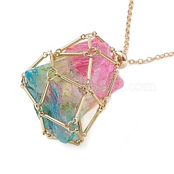 Pochette en macramé en laiton porte-pierre vide pour la fabrication de colliers pendentifs&nbsp;NJEW-JN04440-03