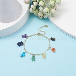 Pulsera y collar con dijes de piedras preciosas mixtas naturales y sintéticas&nbsp;SJEW-JS01234