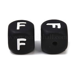 20 Stück schwarze Würfelbuchstaben-Silikonperlen 12x12x12 mm quadratische Würfel-Alphabet-Perlen mit 2 mm Lochabstandshalter lose Buchstabenperlen für Armband-Halsketten-Schmuckherstellung&nbsp;JX433F