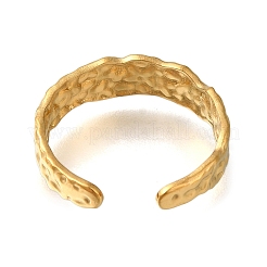 Bague ouverte texturée en acier inoxydable 304 pour femme&nbsp;RJEW-F161-02G-16