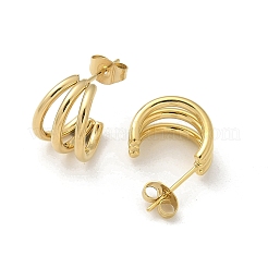 Boucles d'oreilles à tige triple C en acier inoxydable 304 pour femmes&nbsp;EJEW-C096-68G-01