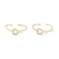 Anello a polsino aperto con zirconi cubici trasparenti a cuore cavo&nbsp;RJEW-C056-07G