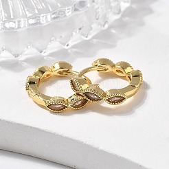 Latón micro pavimenta circonio cúbico pendientes de aro huggie&nbsp;EJEW-K083-34G-B