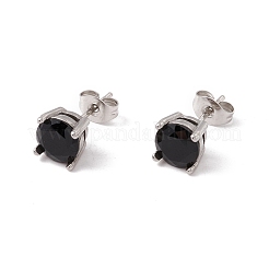 6 paire de boucles d'oreilles rondes plates en zircone cubique&nbsp;EJEW-G291-04A-M
