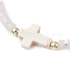 Pulseras de eslabones de cuentas de jade blanco natural para mujeres y hombres&nbsp;BJEW-JB11467-02