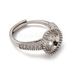 Runde verstellbare Ringfassungen aus Messing mit Mikropflaster und klarem Zirkonia&nbsp;KK-D378-35P