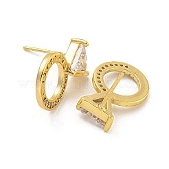Aretes de corchete de circonita cúbica transparente con micro pavé de latón enchapado en cremallera&nbsp;EJEW-T021-07G
