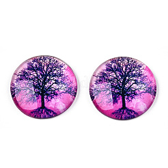 Un demi-rond / arbre modèle dôme en verre Cabochons dos plat pour les projets de bricolage&nbsp;GGLA-Q037-25mm-M28-07