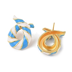 Boucles d'oreilles à tige torsadées en laiton avec émail pour femmes&nbsp;EJEW-Q389-02G-05