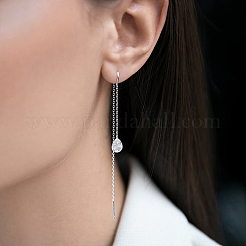 S925 Silber Zirkon Wassertropfen Ohrringe Halskette Set eleganter minimalistischer Schmuck für den täglichen Gebrauch&nbsp;ZZ8208-1