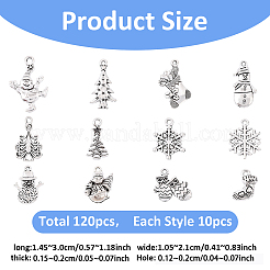 120 pz 12 stili tema natalizio forme miste pendenti in lega stile tibetano&nbsp;TIBE-YW0001-97