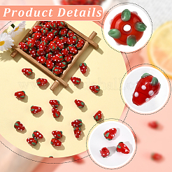 60pcs handgemachte Bunte Malerei 3d Erdbeerperlen&nbsp;LAMP-LT0001-03