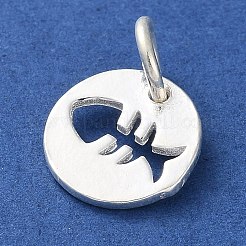 925 Sterling Silber hohler Fisch-Anhänger mit Biegeringen&nbsp;LS-STER-E071-01S-08
