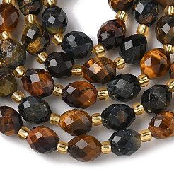Fili di perline di occhio di tigre naturale a 3 colore&nbsp;G-F809-A25-01