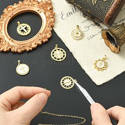 6pcs 6 styles pendentifs en laiton micro pavé de zircone cubique&nbsp;KK-CJ0004-11