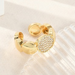 Offene Manschettenringe aus Messing mit Mikropavé und klaren kubischen Zirkonia für Damen&nbsp;LS-RJEW-M026-01G-01