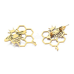Pin de solapa de acero inoxidable 201 con forma de abeja y panal&nbsp;JEWB-N007-124G