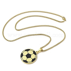 Colliers à chaîne avec pendentif en forme de boîte de football en acier inoxydable et émail noir 201&nbsp;NJEW-H055-05G