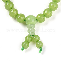 Pulseras elásticas budistas de cuentas redondas de jade y topacio natural&nbsp;BJEW-R041-8mm-04-01