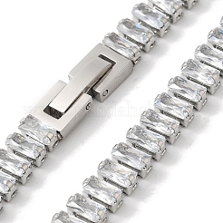 Rechteckige Gliederketten aus 304 Edelstahl mit Pavé-Fassung und klaren Zirkonia für Damen&nbsp;NJEW-Z041-04P-02