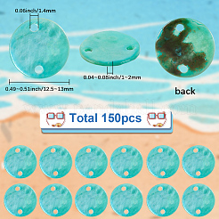 150 Stück gefärbte natürliche Akoya-Muschel-Disc-Verbinder-Verbinder-Charms&nbsp;SSHEL-SC0001-55
