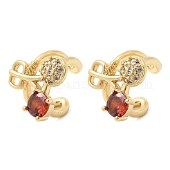 Boucles d'oreilles manchette en laiton cerise serties de micro-pavés de zirconiums cubiques&nbsp;LS-EJEW-C186-13G