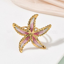 Anillos de puño abiertos de acero inoxidable 304 esmaltados para mujer&nbsp;RJEW-K320-03G-03