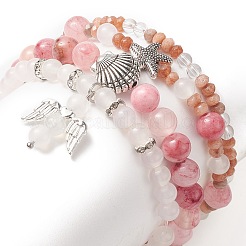 4 stücke 4 stil natürliche gemischte edelstein perlen stretch armbänder set&nbsp;BJEW-JB09263