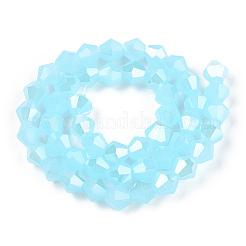 Chapelets de perles en verre électroplaqué d'imitation jade&nbsp;EGLA-A039-J6mm-A03