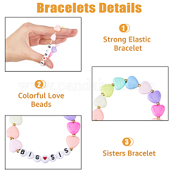 4 stücke 4 arten wort große kleine sis acryl herz perlen stretch armbänder set&nbsp;BJEW-FI0001-54