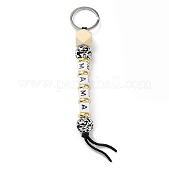Porte-clés décoratifs en perles de bois et de plastique pour la fête des mères&nbsp;KEYC-B016-02
