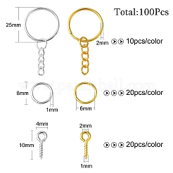 20pcs 2 Farben Eisen geteilte Schlüsselringe&nbsp;PALLOY-CJ0002-65