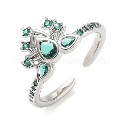 Anillos abiertos de latón con micro pavé de circonita cúbica&nbsp;RJEW-Z145-06P