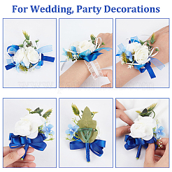 Broche de ramillete de muñeca de tela de seda y boutonniere de flores&nbsp;AJEW-CP0009-43