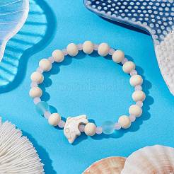 3 bracelet extensible en perles de turquoise synthétique&nbsp;BJEW-JB11128