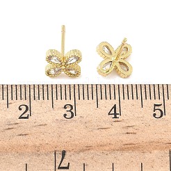 Ohrstecker aus Messing mit Mikropflaster und klarem Zirkonia in Blumenform&nbsp;EJEW-G452-06G