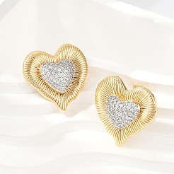 Latón micro pave aretes de circonita cúbica transparente&nbsp;EJEW-C134-01G