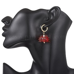 Boucles d'oreilles créoles artisanales en verre filé&nbsp;EJEW-JE06918