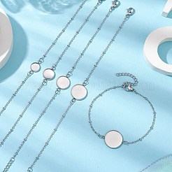 5 pz 5 stili 304 braccialetti con cabochon tondo in acciaio inossidabile&nbsp;BJEW-JB11093-02