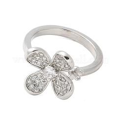 Blume Messing Micro Pave Zirkonia Manschette Cup Peg Ring Einstellungen&nbsp;KK-K297-23P