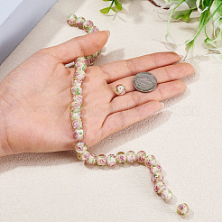 1 hebra de cuentas redondas con flores interiores de lampwork hechas a mano&nbsp;LAMP-TA0002-72I