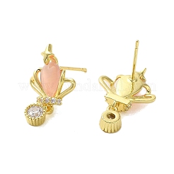 Orecchini da donna in ottone con micro pavé di zirconi cubici&nbsp;EJEW-E306-01G-01