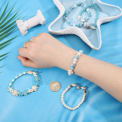 5 Stück Armband-Set mit synthetischen Türkis- und Muschelperlen mit Ozeanmotiv&nbsp;BJEW-CA00001